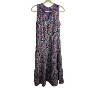 Nordstrom Signature Dress Women 6 Purple Floral Lined Silk Fit & Flare Spring